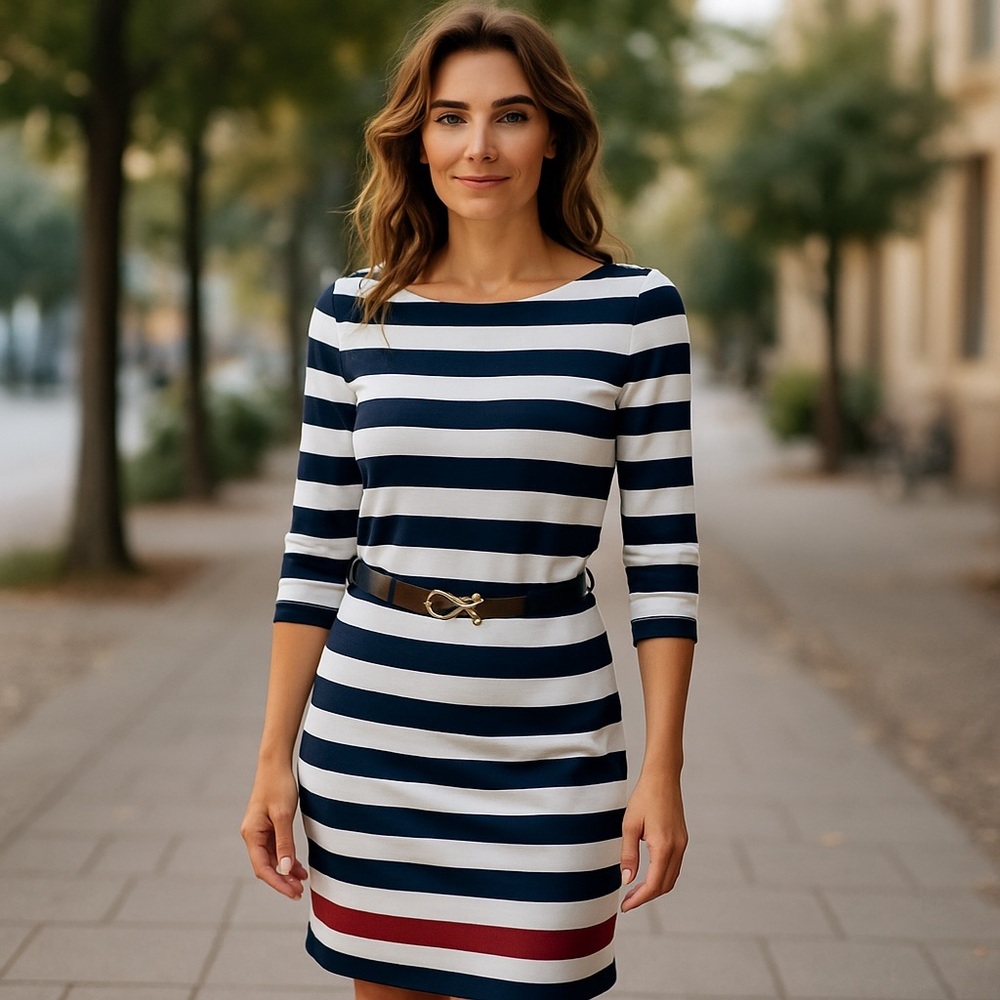 Ralph Lauren Blue, White and red nautical cotton dress with belt-casual preppy